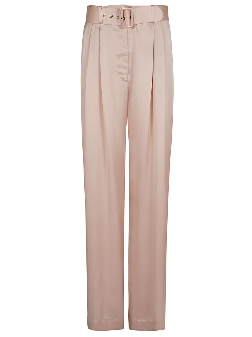 Pink Silk Tuck Pant