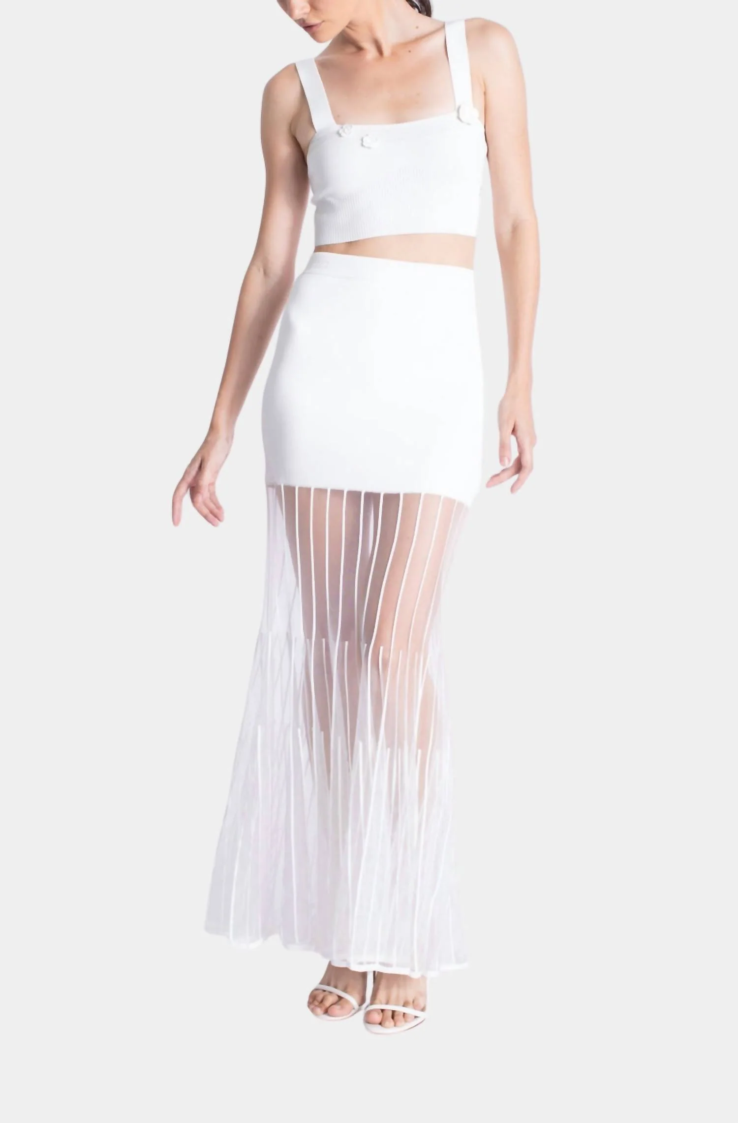 Rose Knit Set In White