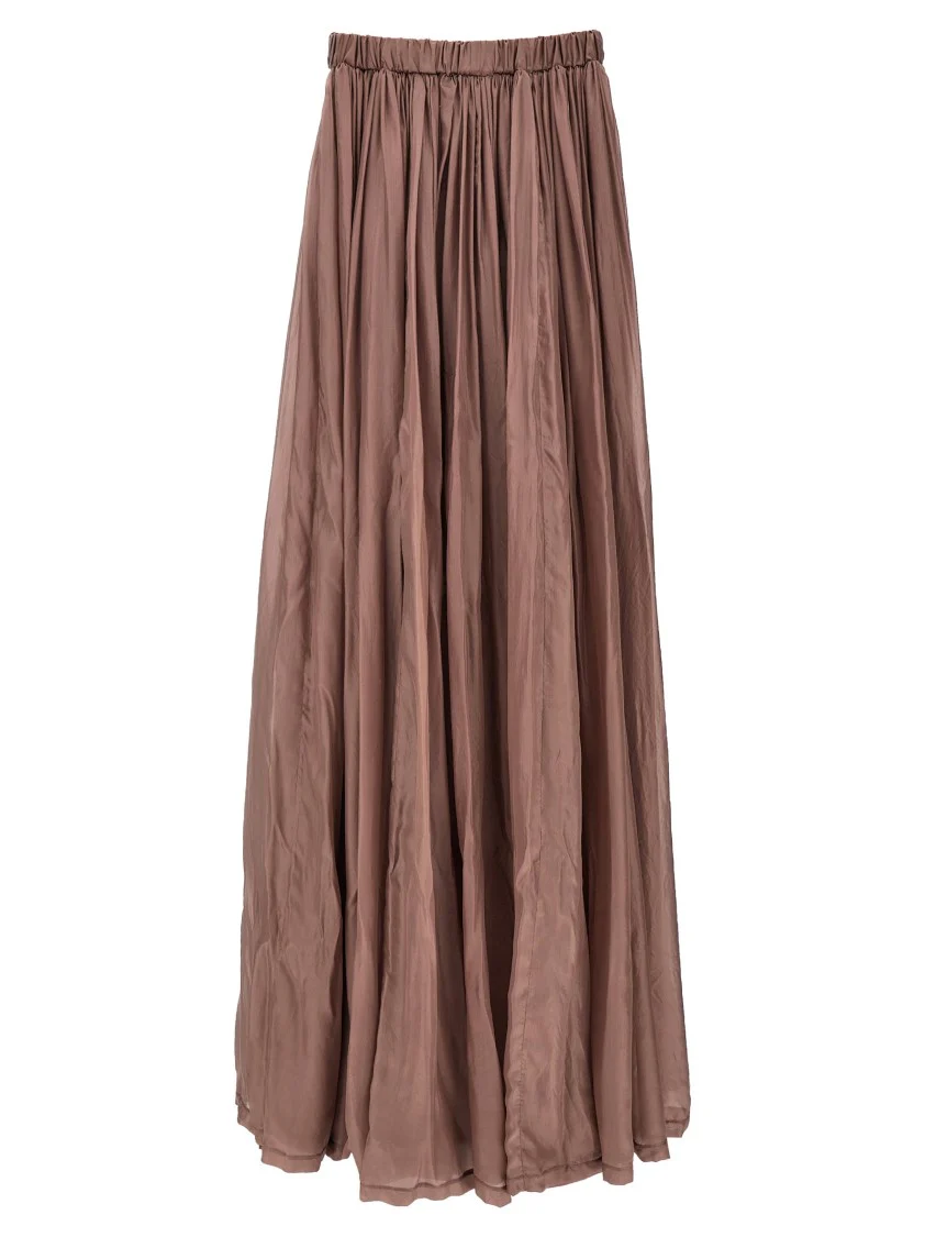 Floor-Length Silk Dress With Elasticized Bodice