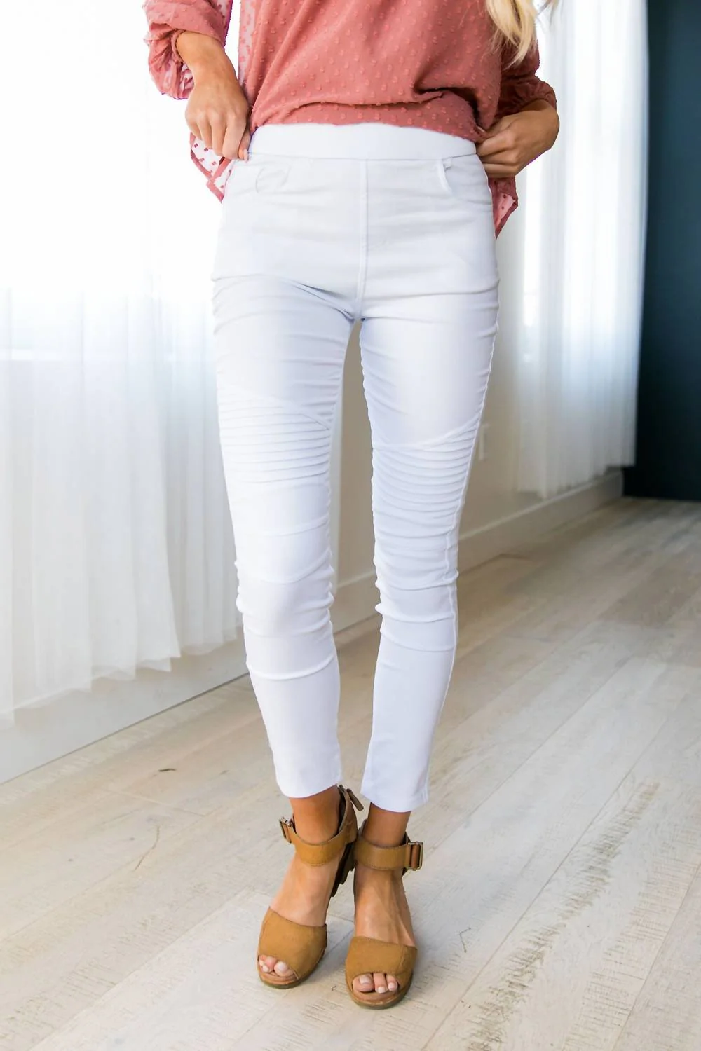 Moto Jeggings In White