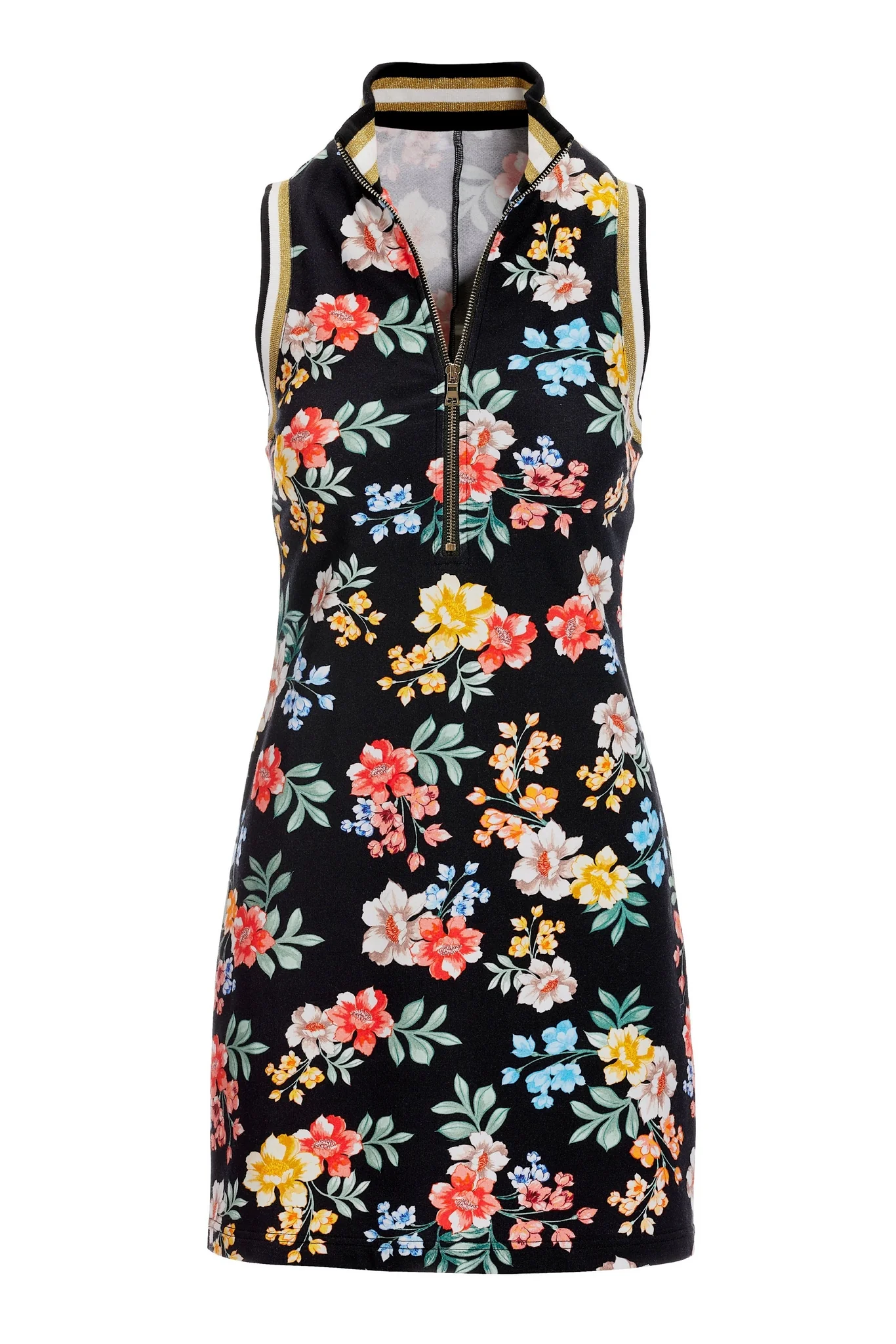 Racer Stripe Floral French Terry Dress Multi