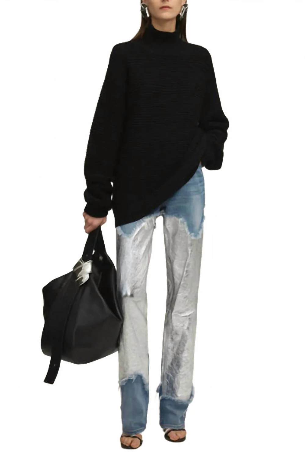 Cortlandt Denim Leather Pant In Indigo/silver