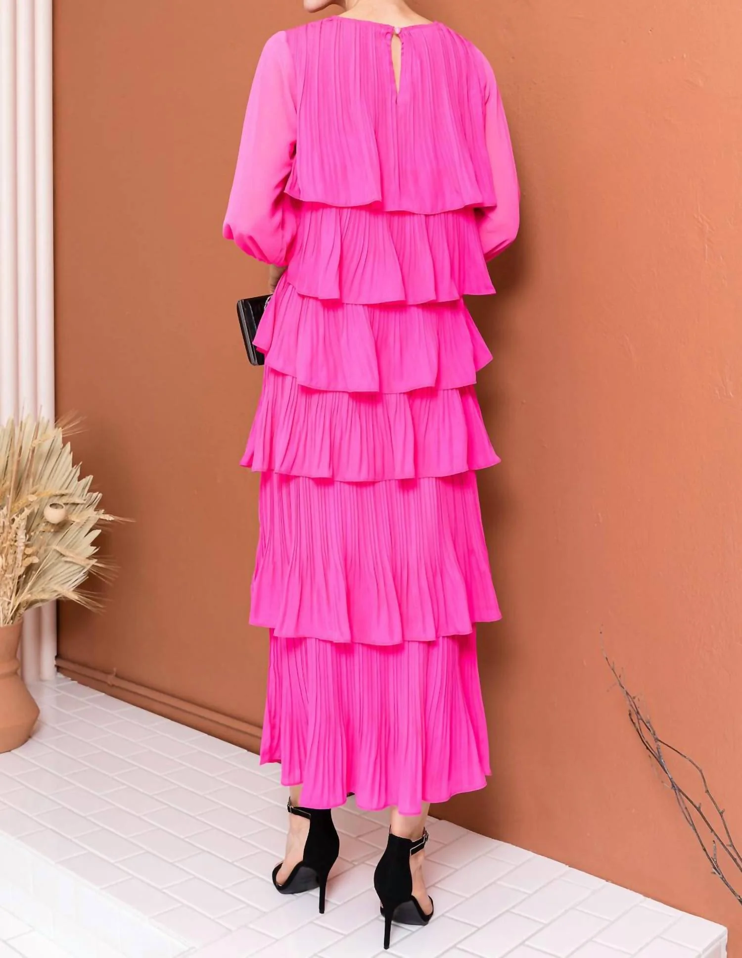 Javon Ruffled Skirt In Hot Pink