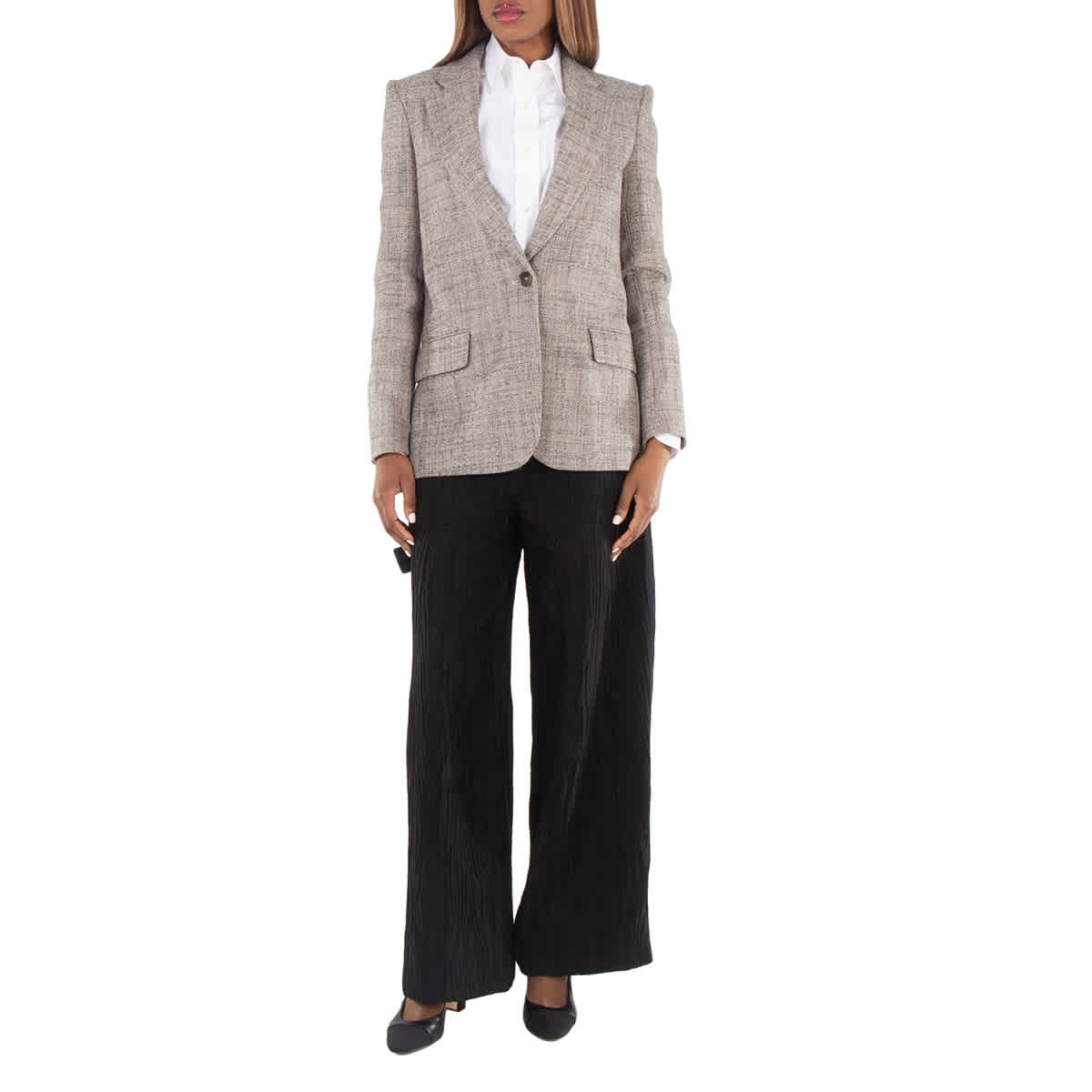 Stella McCartney Ladies Beige Single-Breasted Wide Blazer