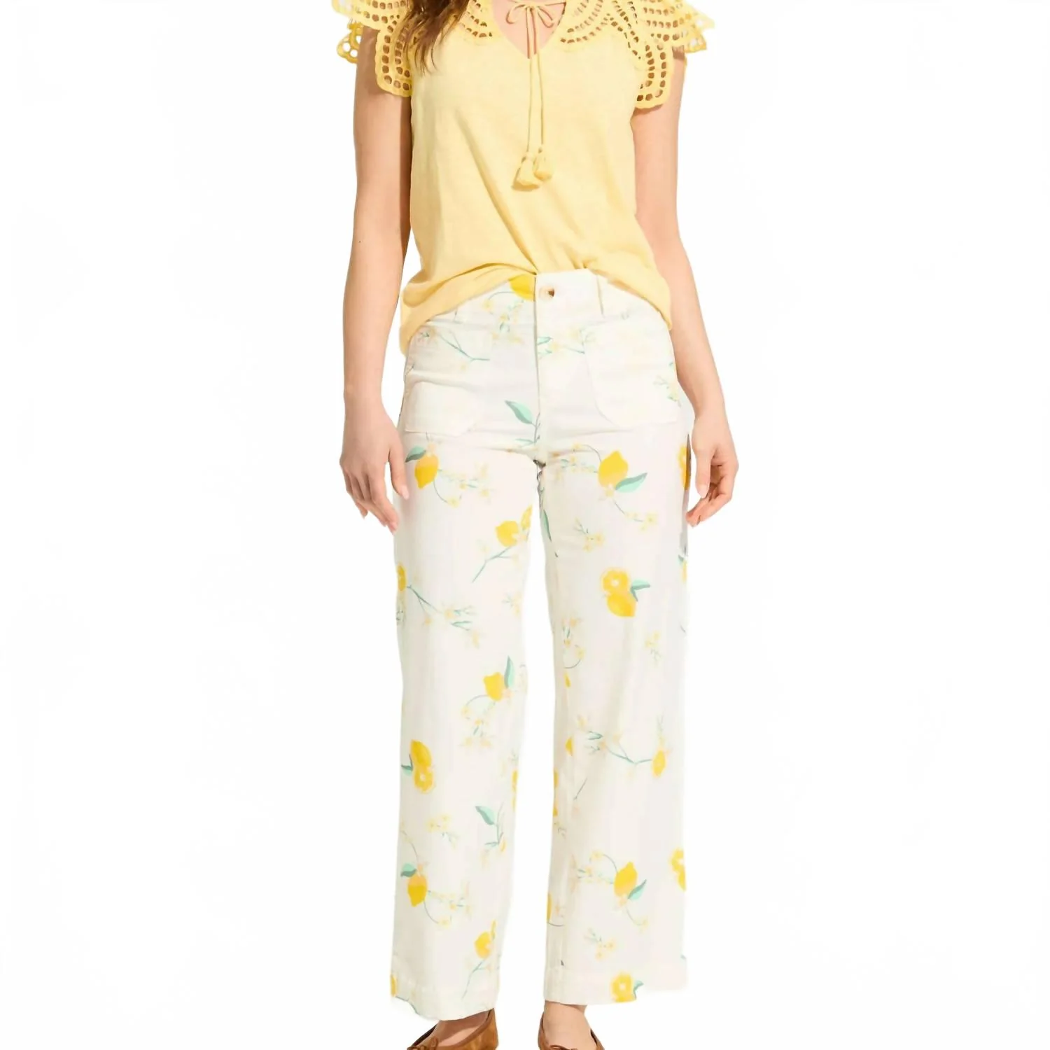 Olivia Wide Ankle Pants In Lemon