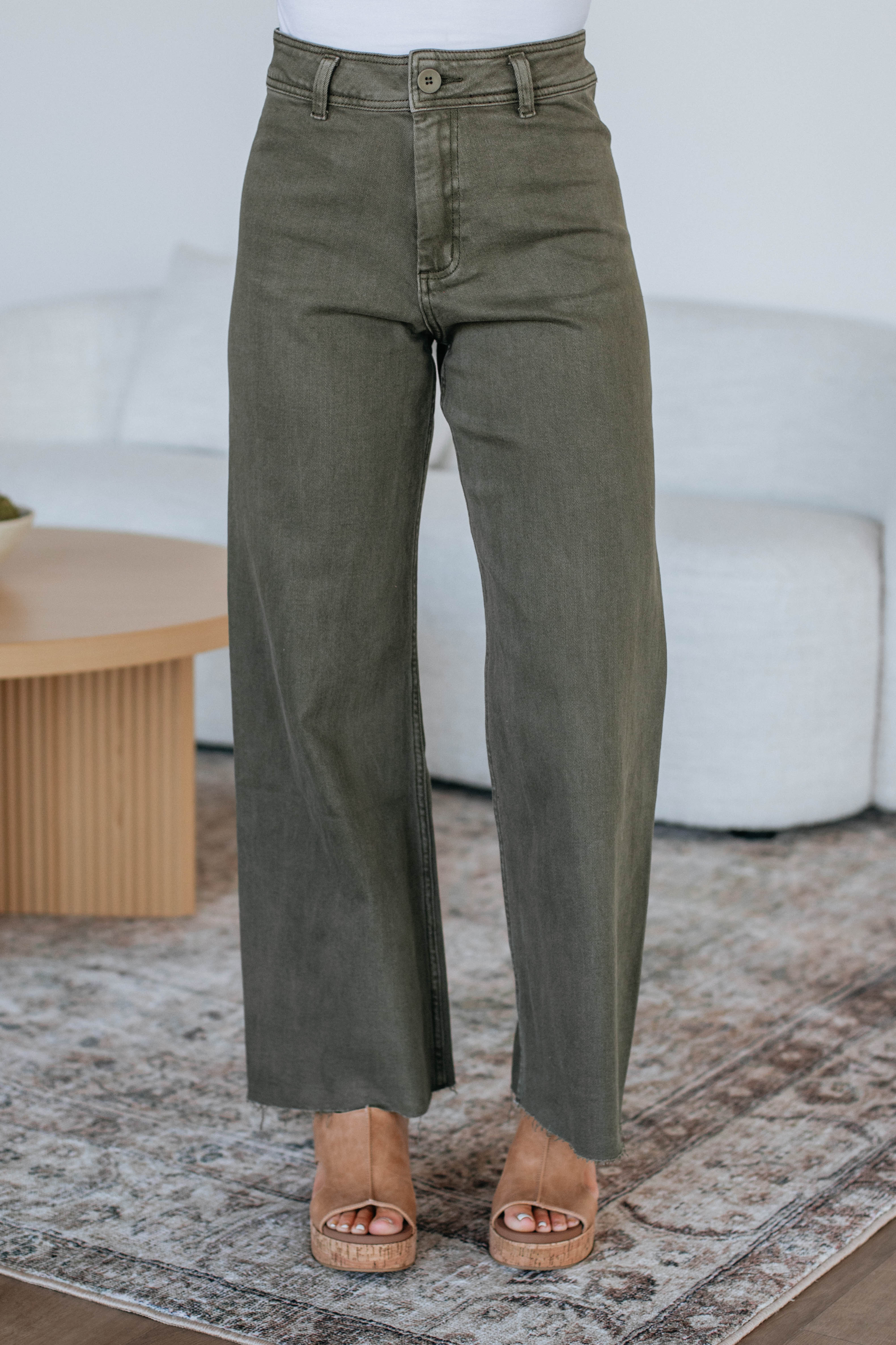 Linsley Wide Leg Pants - Olive
