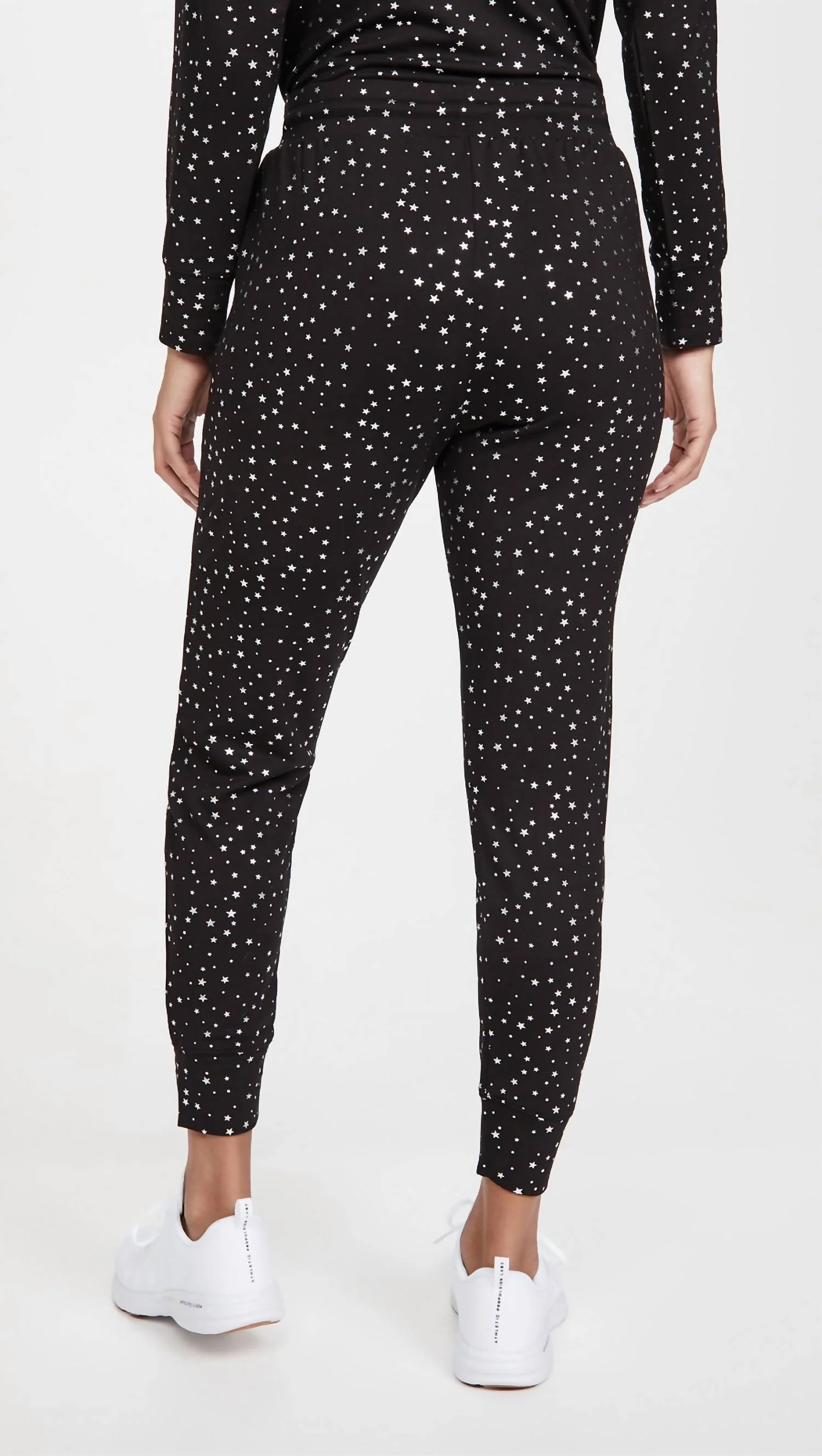 Foil Printed Jogger In Black/silver Stars