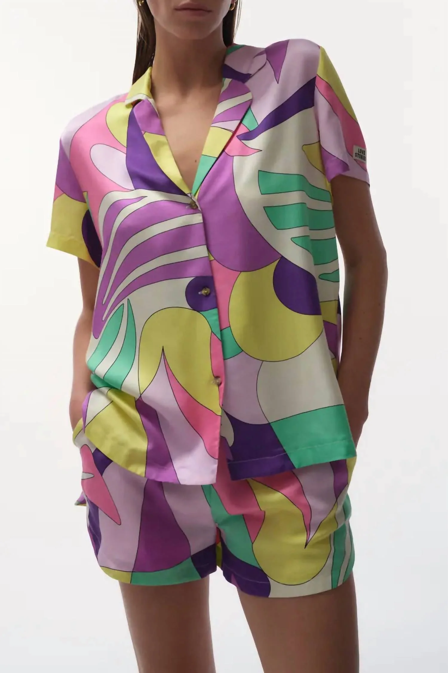 Bridget/brad Pucci Abstract Style Pj Short Set In Multi Print