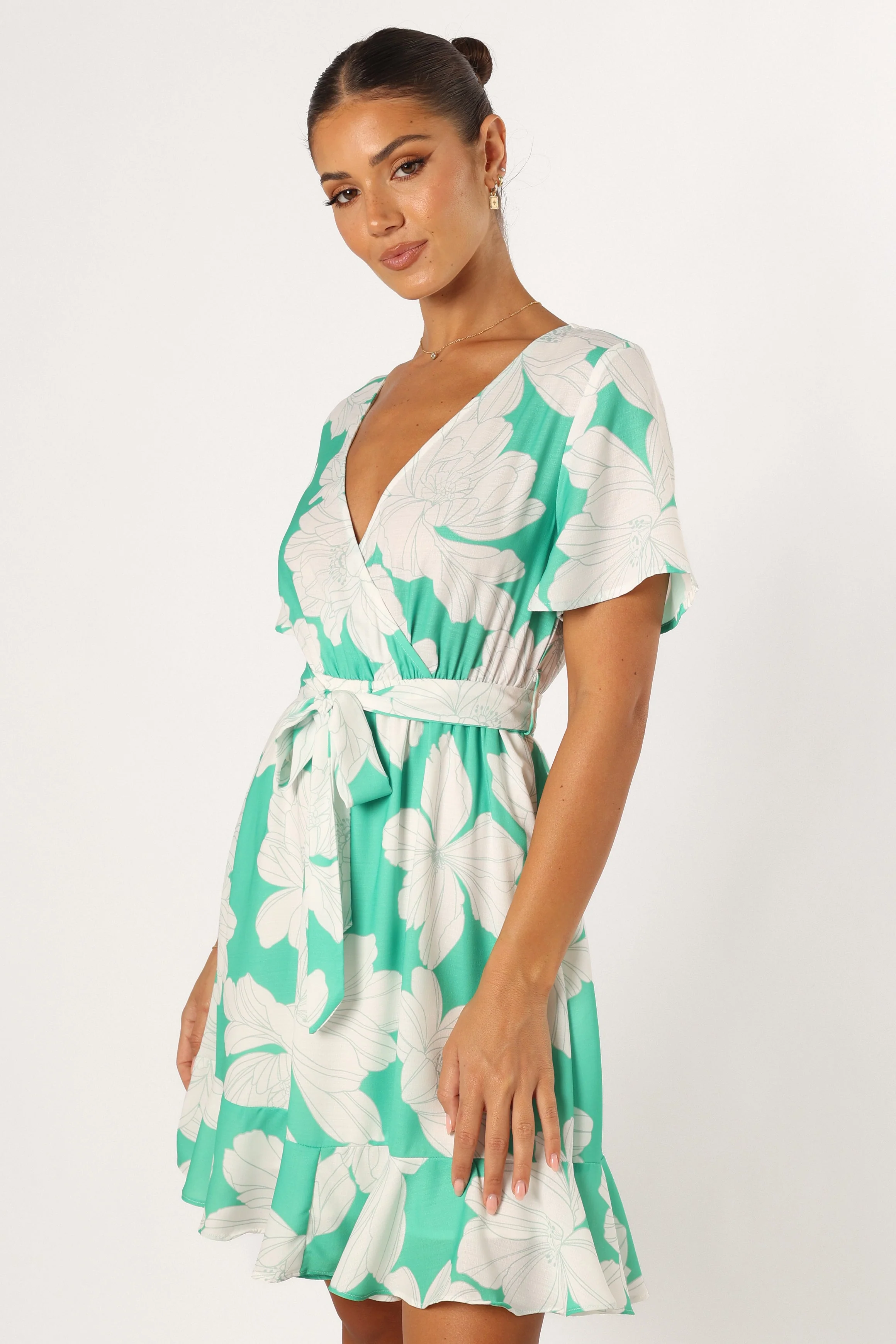 Rylan Mini Dress - Green Floral