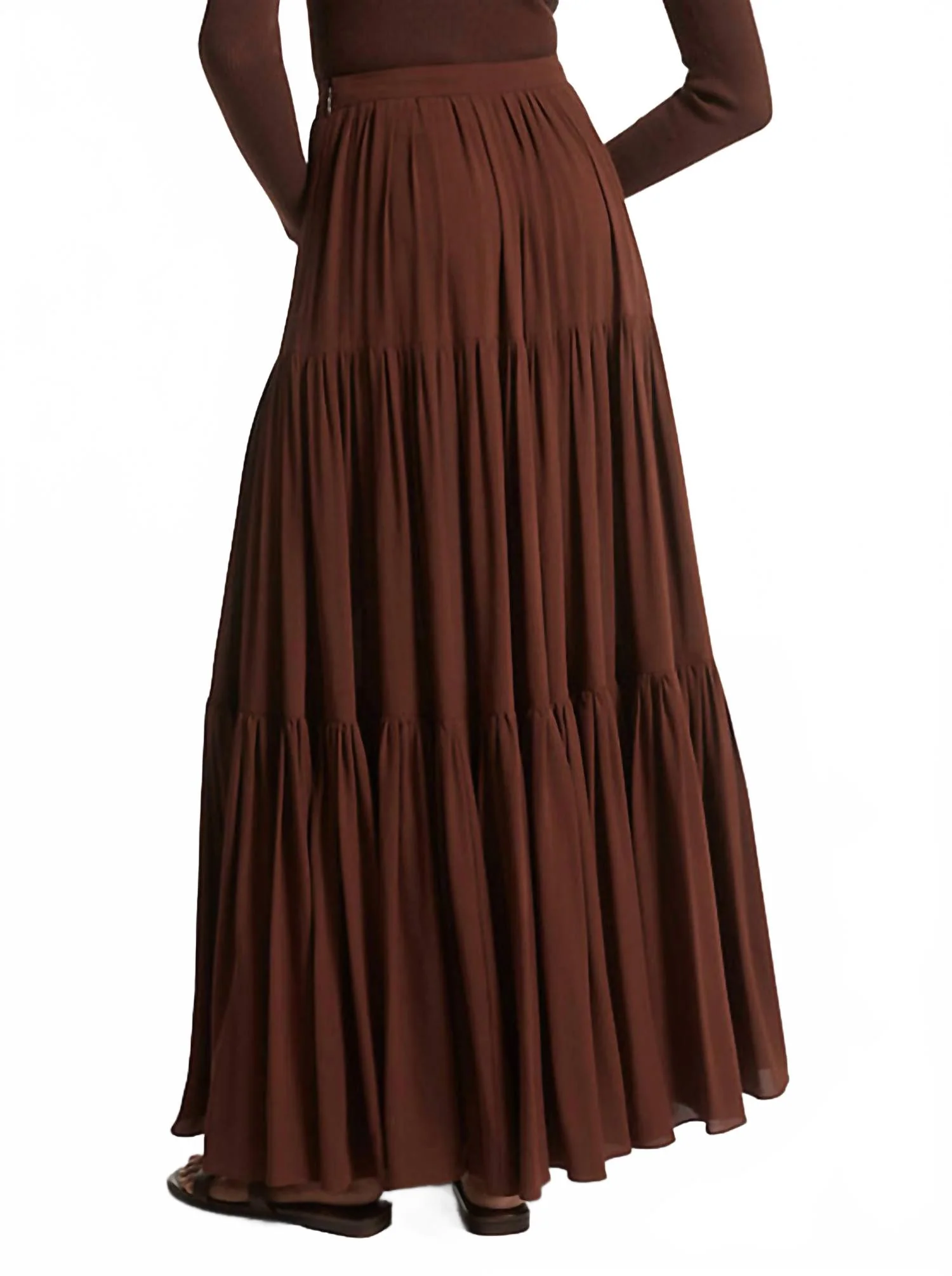 Silk Georgette Button-Front Skirt In Nutmeg