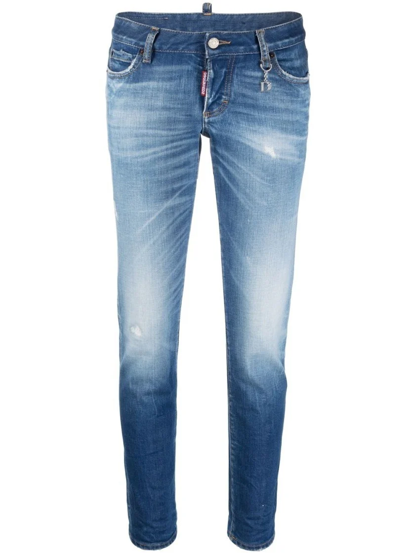 Faded Blue Low-Rise Slim-Fit Jeans