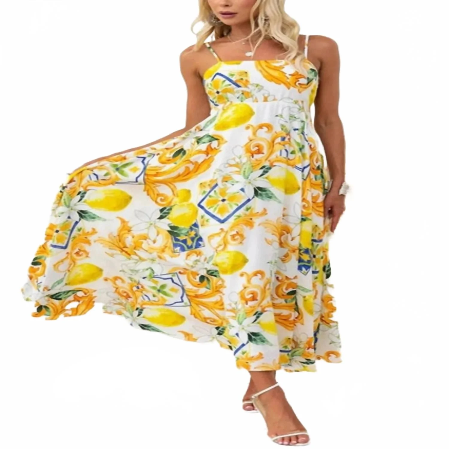 Strap Back Dress In Lemon