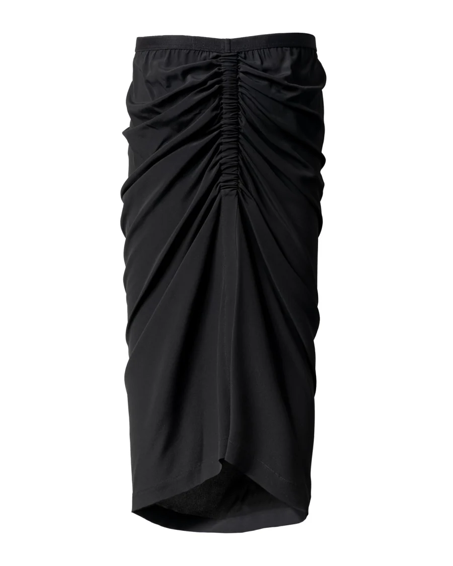 Structured Black Skirt With Rib-Knit Waistband