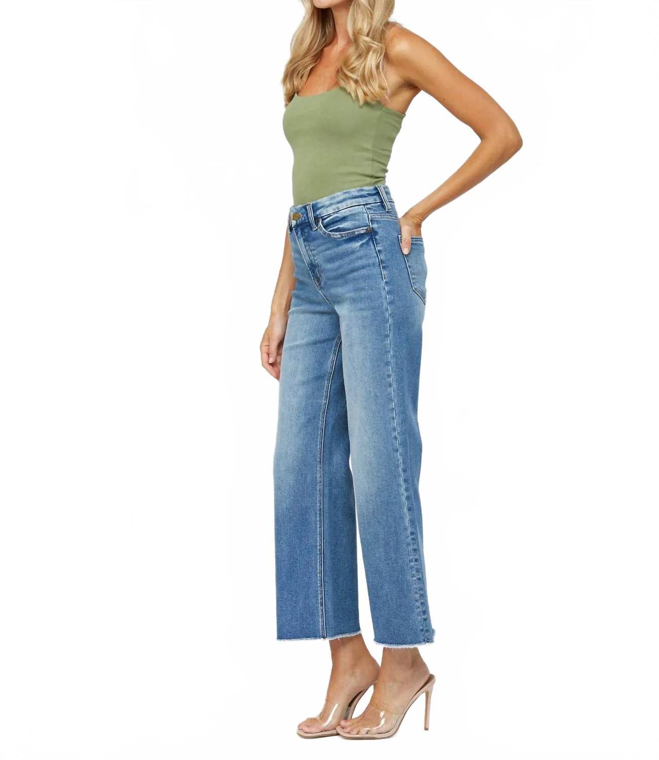 Bre Super High Wide Leg Jeans In Wide Moon