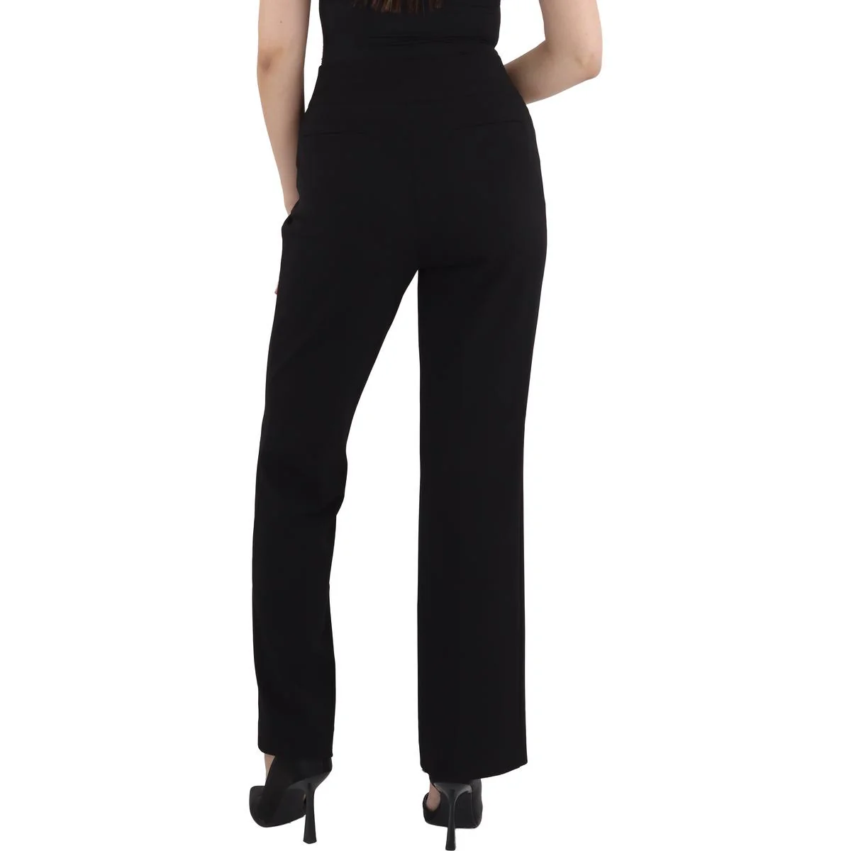 Womens Solid Polyester Dress Pants