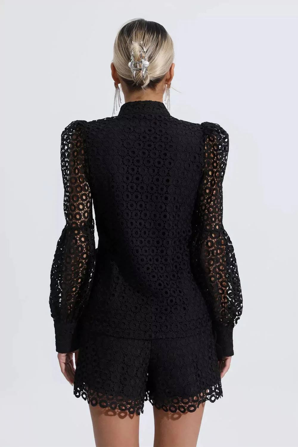 Macy Hollow Floral Set In Black