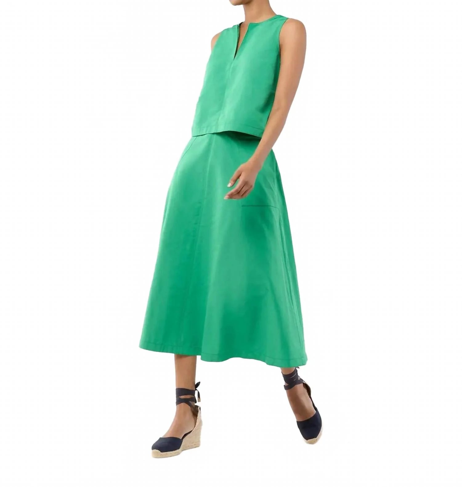 Gemma Circle Skirt In Leaf Nylon Faille