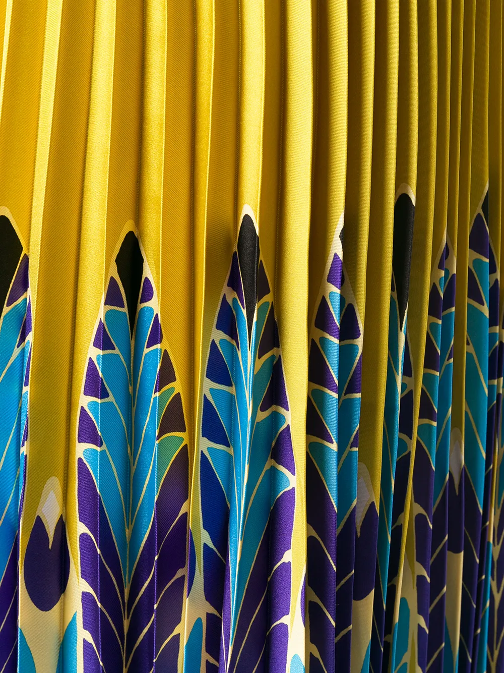 Valentino Feather Print Pleated Midi Skirt