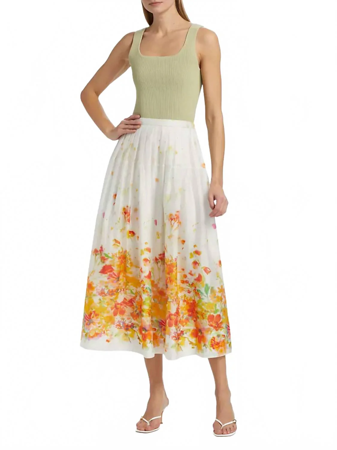 Alexia Organza Pleated Maxi Skirt In White Papaya