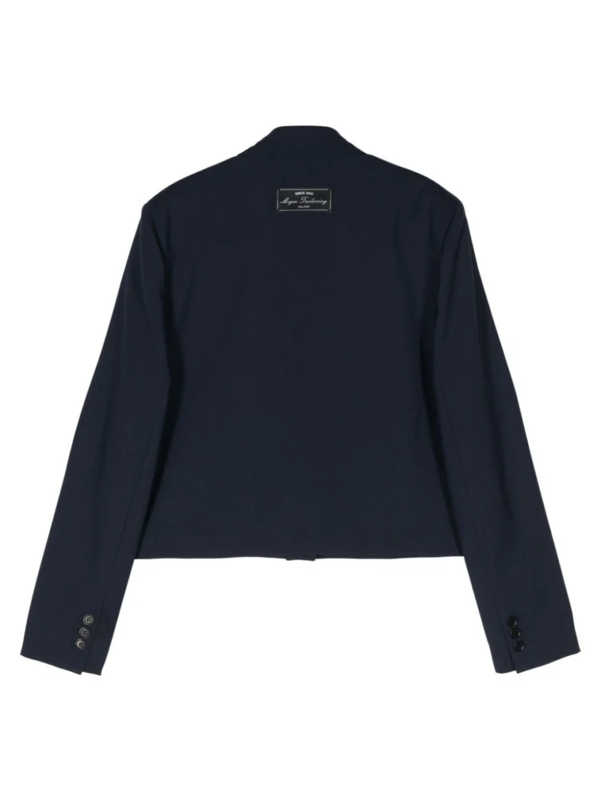 Navy Blue Short Jacket With Button Closure