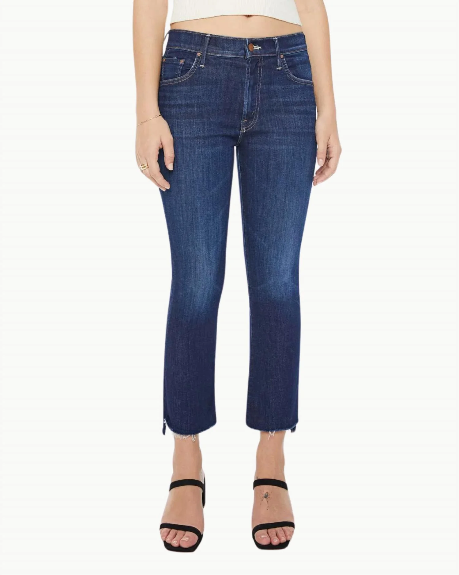 High-Waisted Crop Fray Jeans In Off Limits