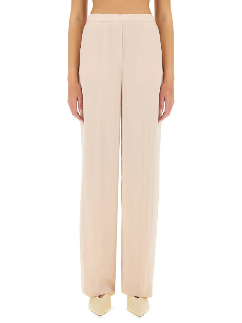 Wide-Leg Silk Pants With Comfortable Waistband