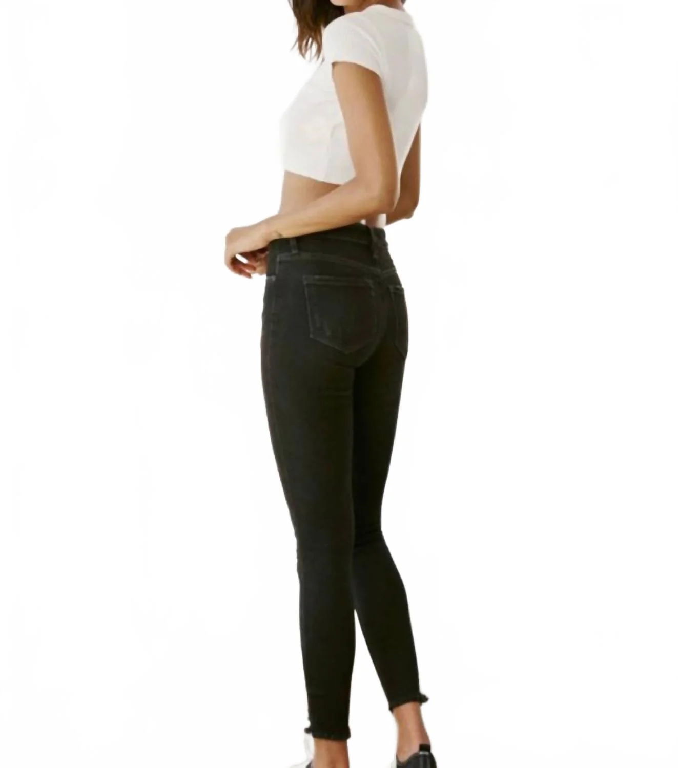 High Rise Ankle Skinny Jeans In Black