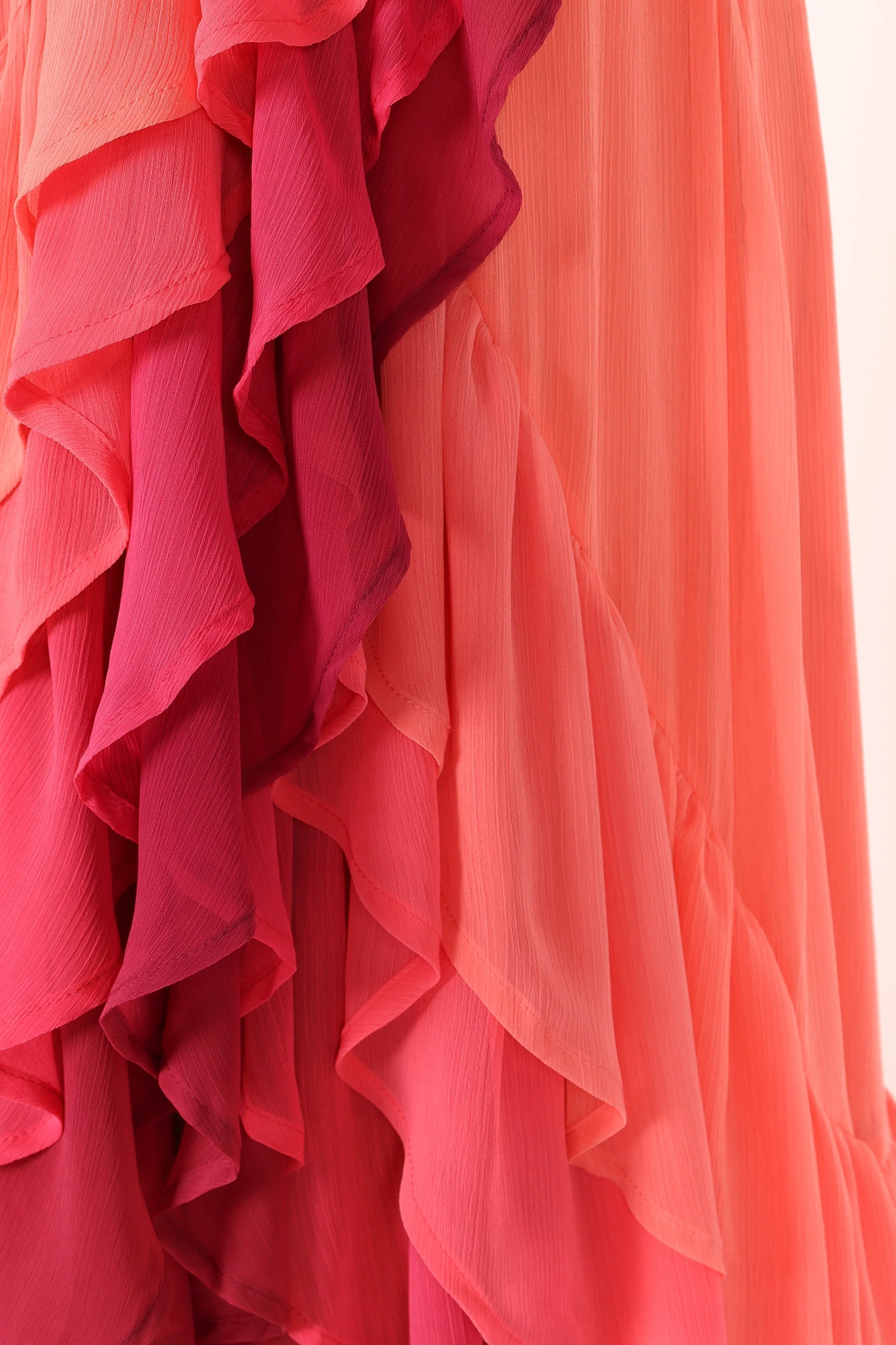 BomBon Tiered Maxi Dress - Coral Hot Pink