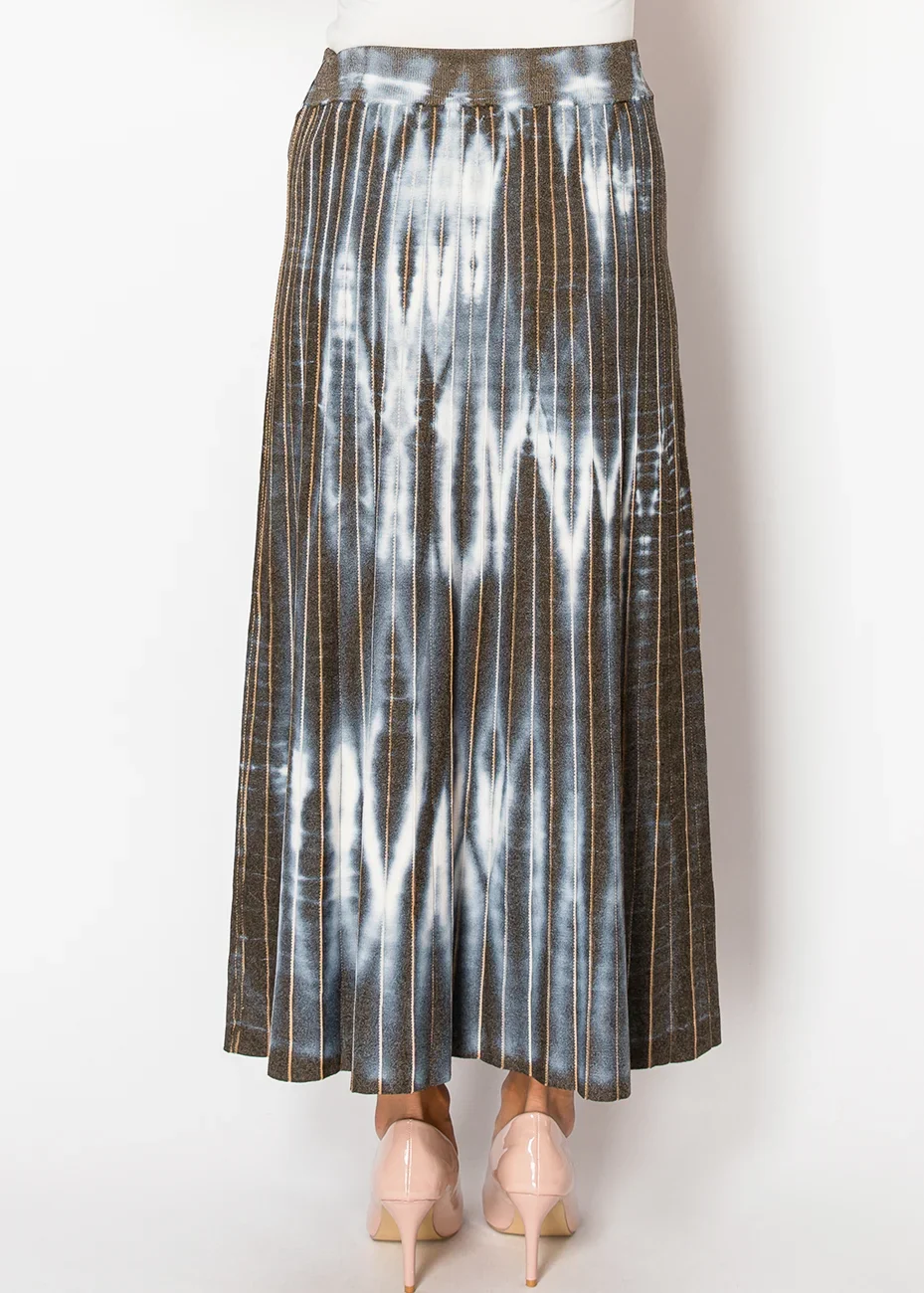Blue Tie-Dye Pleated Skirt