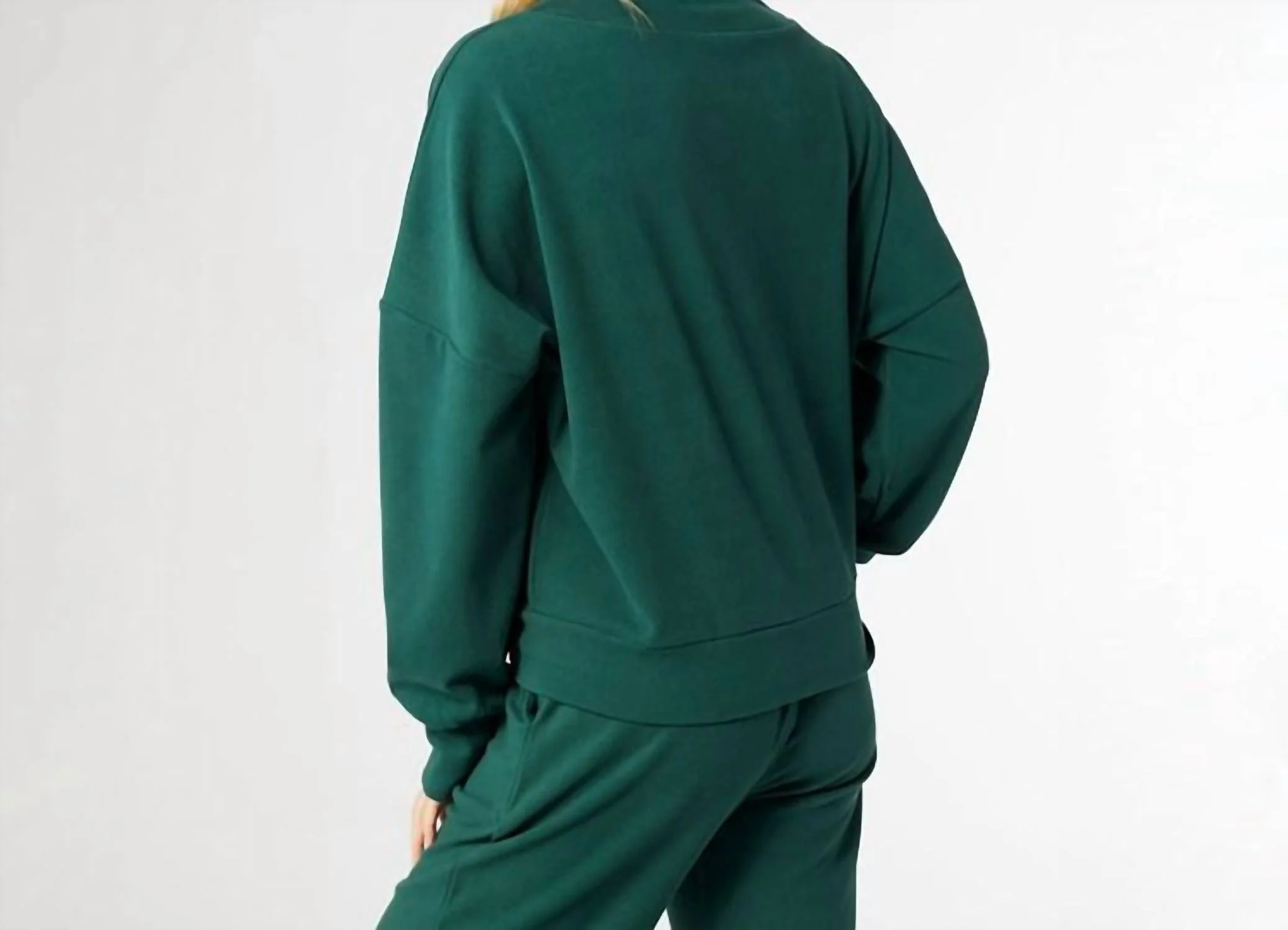 Women's Smooth Zipper Pullover In Evergreen
