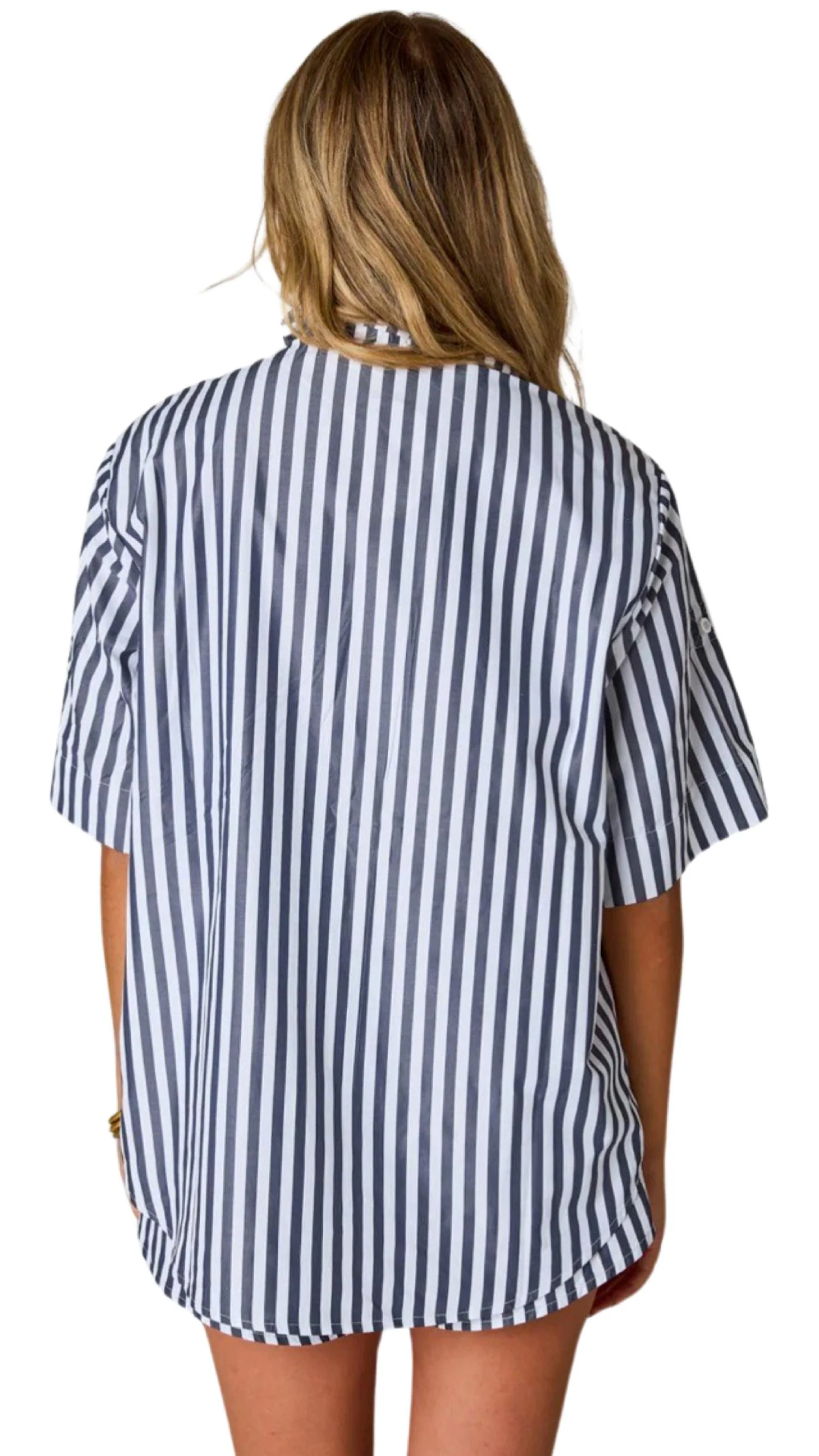 Martina Pajama Set In Navy Stripe