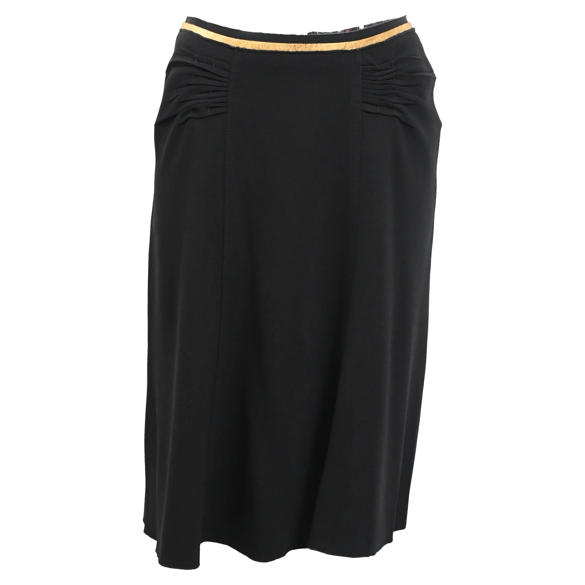 Prada Scrunch-Detail Midi Skirt in Black Viscose