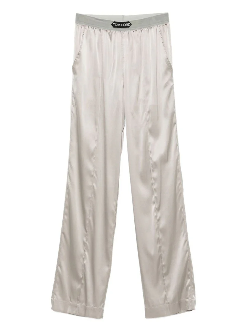 Wide-Leg Trousers With Satin Finish