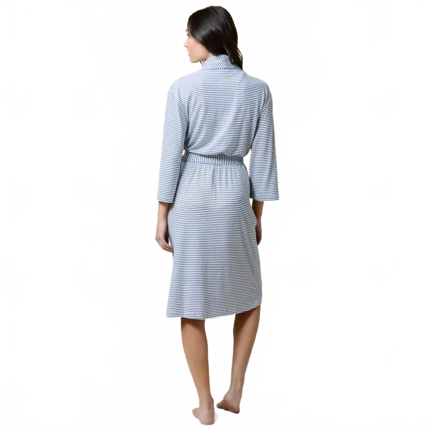 Dream Shawl Collar Robe In Indigo / White