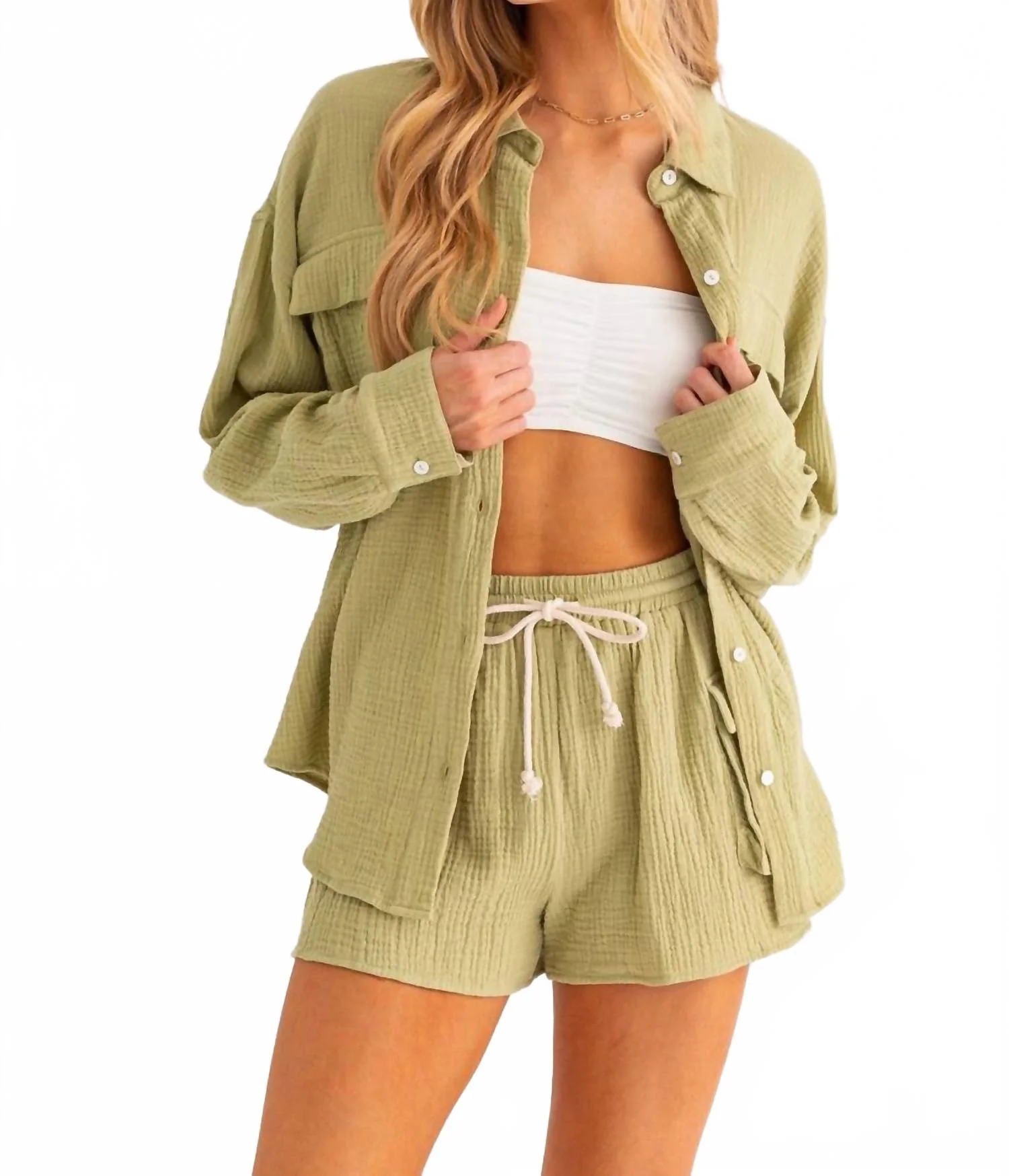 Linen Breeze Set In Light Green