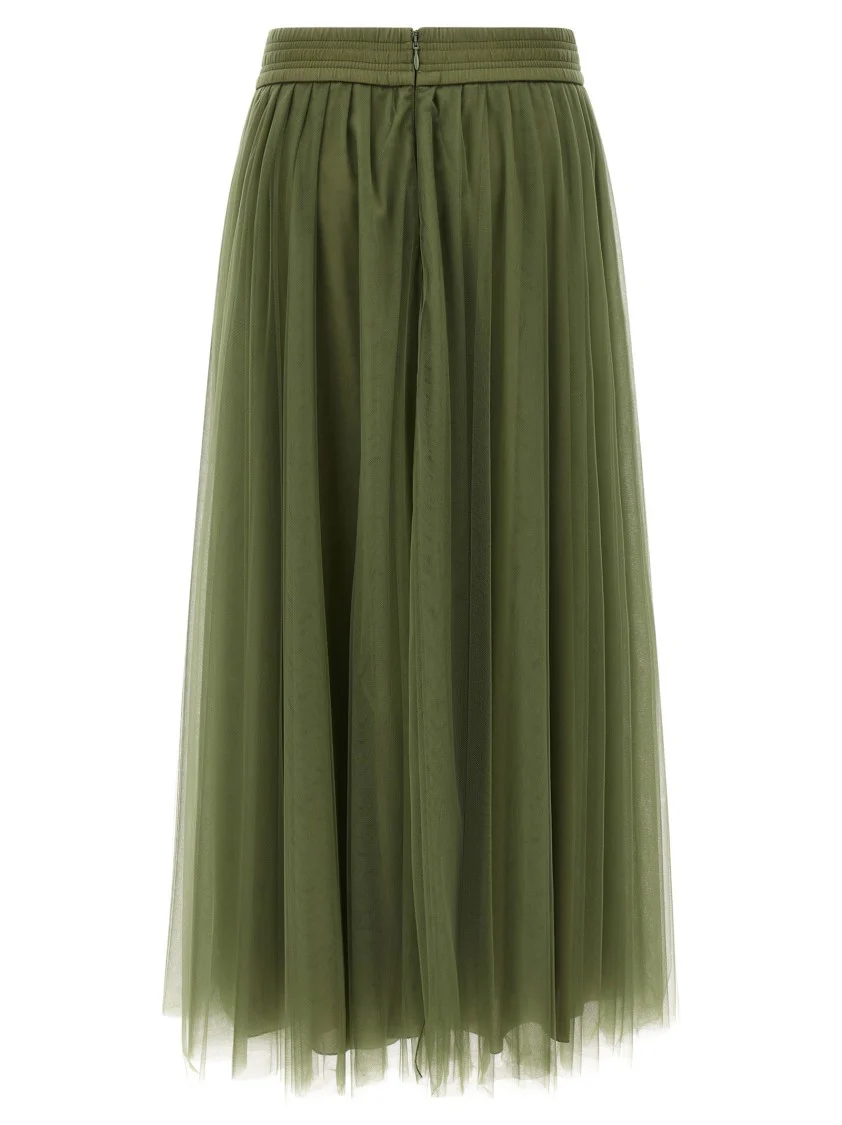 Multi-Layer Tulle Midi Skirt With Elastic Waistband