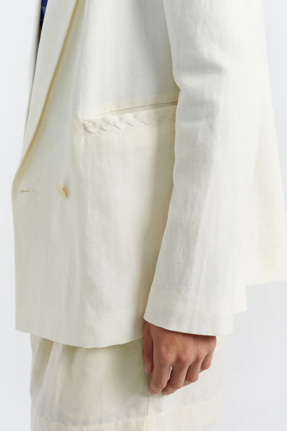 Cream Tencel-Linen Blazer