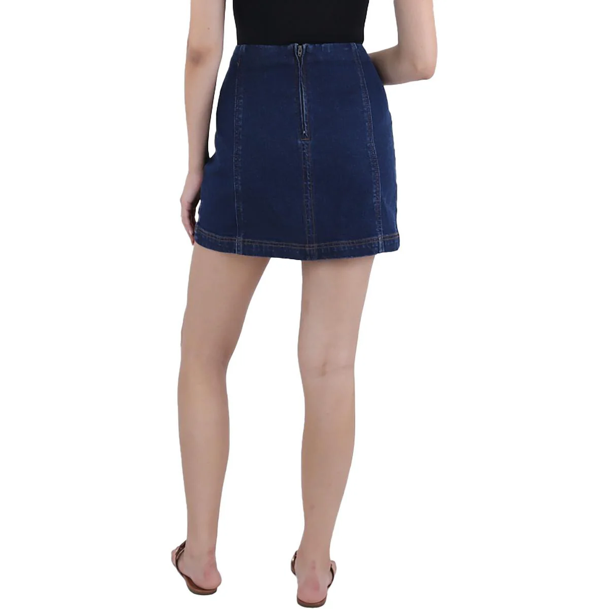 Juniors Womens Mini Solid Denim Skirt