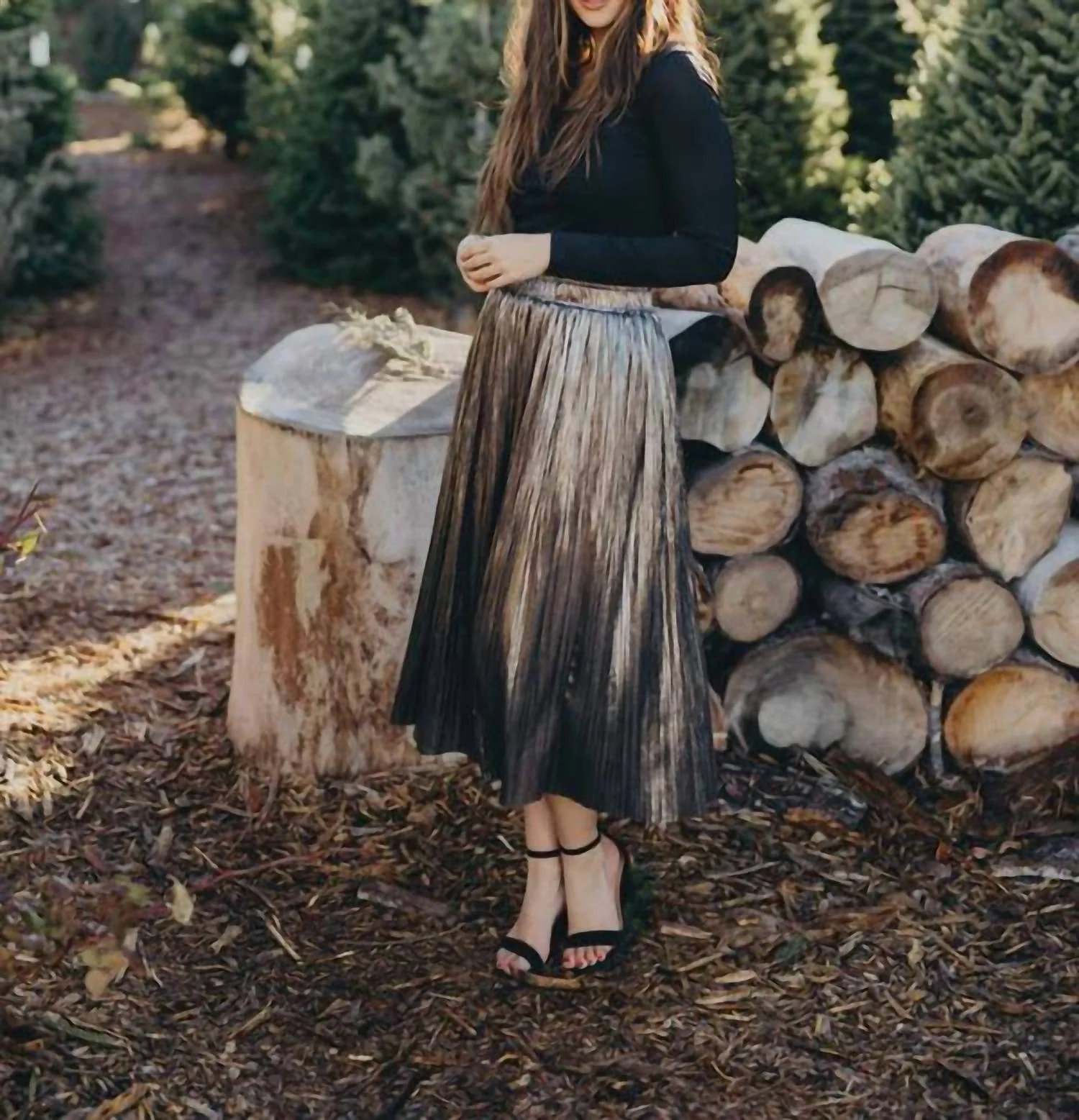 Pleated Skirt In Metallic
