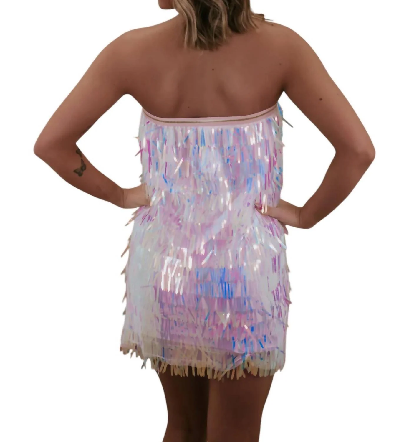 Lover Fringe Tiered Mini In Pink Multi