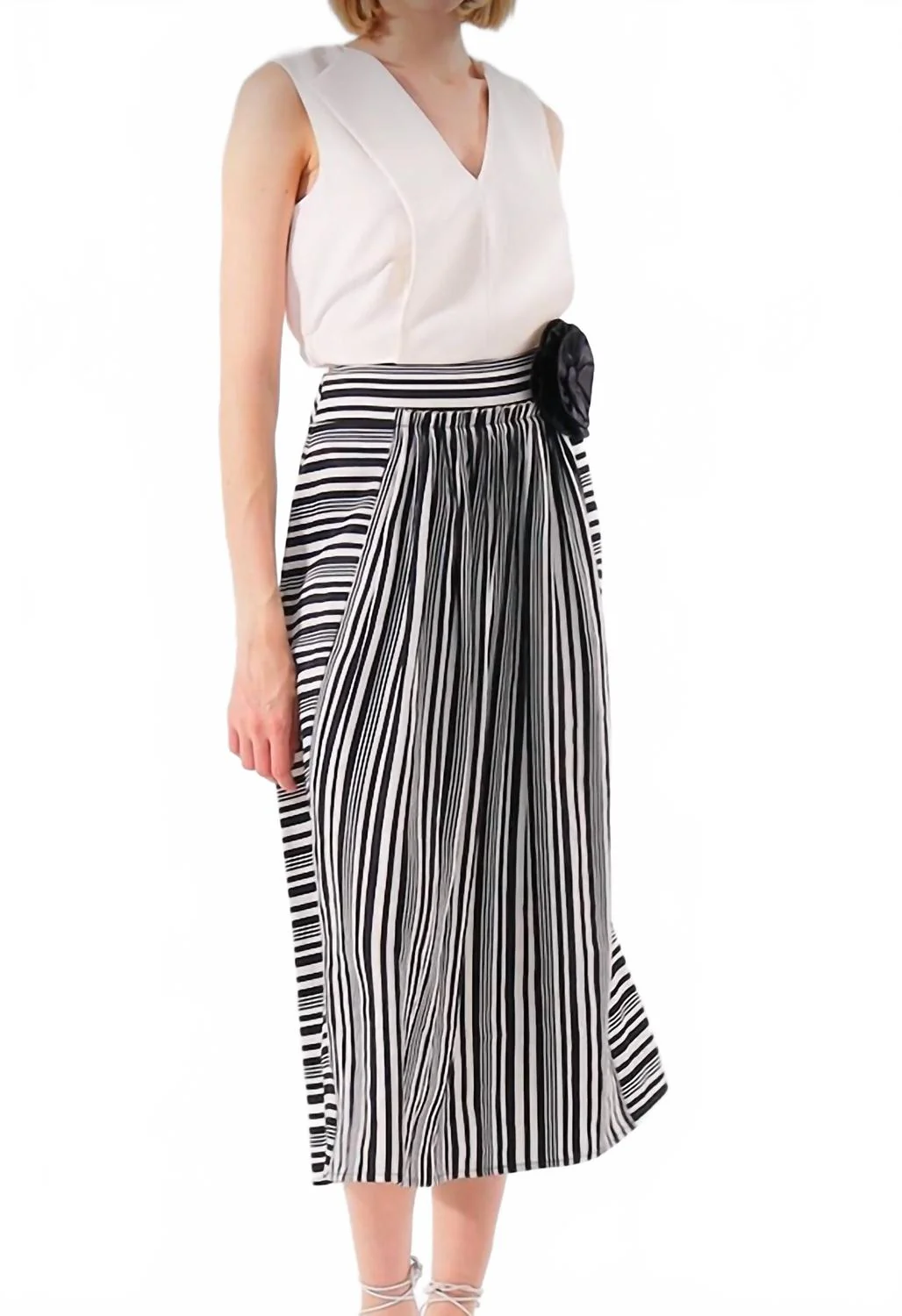 Pleated Midi Skirt In Original Print