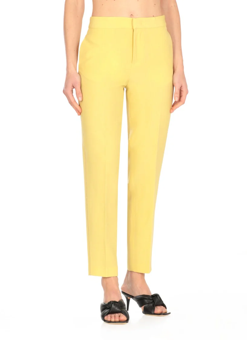 Tailored Yellow Wool Pants With Subtle Detailing