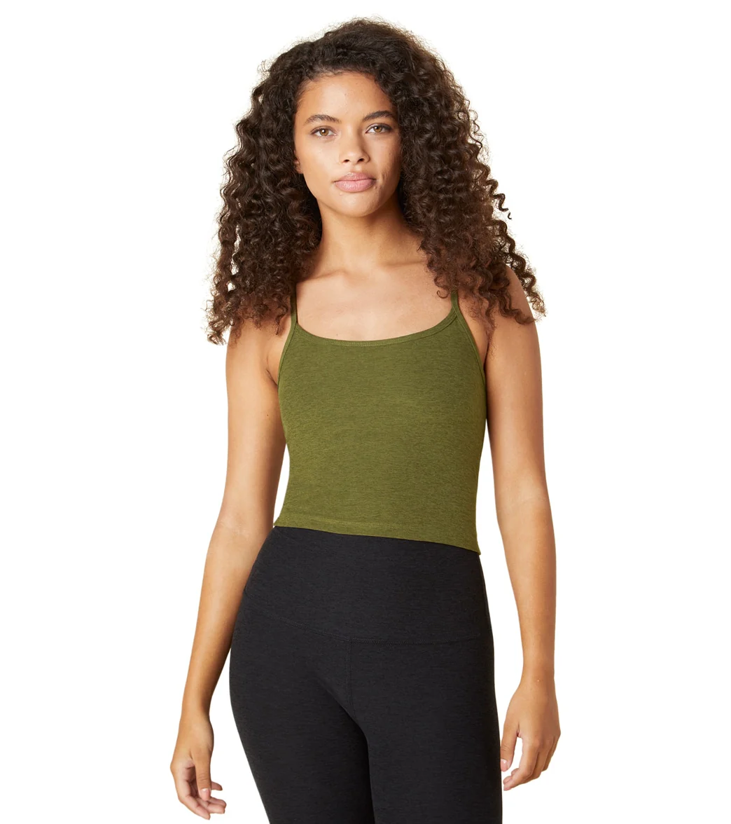 Beyond Yoga Spacedye Slim Racerback Cropped Tank Deep Olive Heather