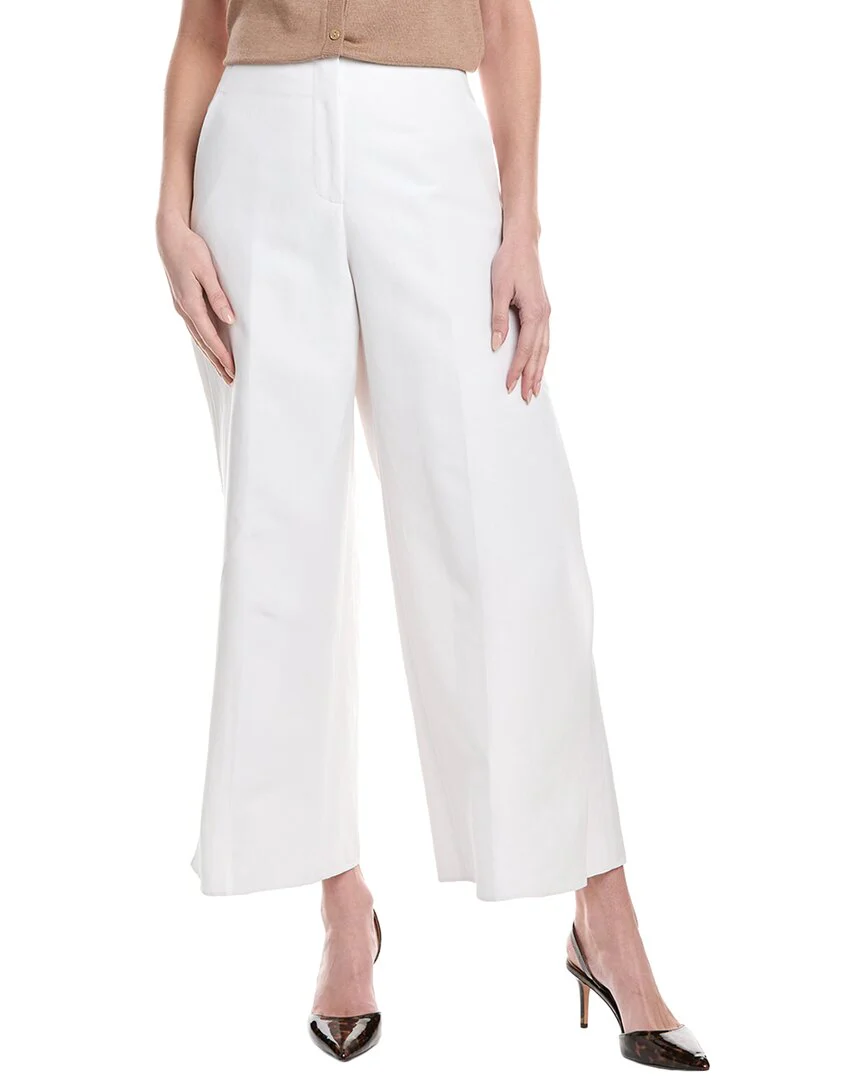 Lafayette 148 New York Franklin Wide Leg Ankle Linen & Silk-Blend Pant