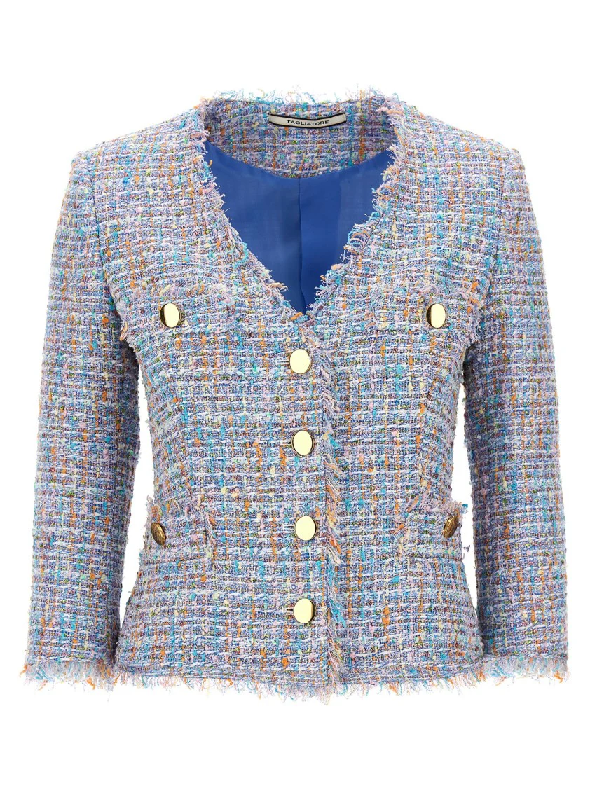 Tweed Blazer With Lamé Details