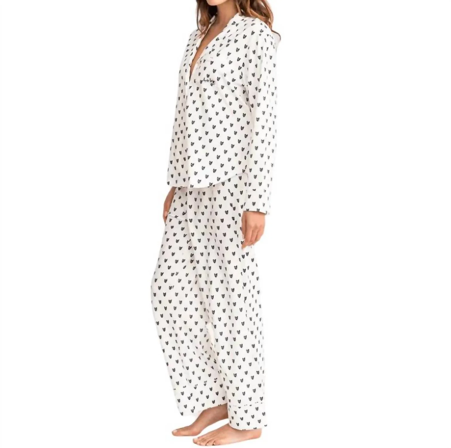 Betty Pajama Set Pop Heart In Oatmilk