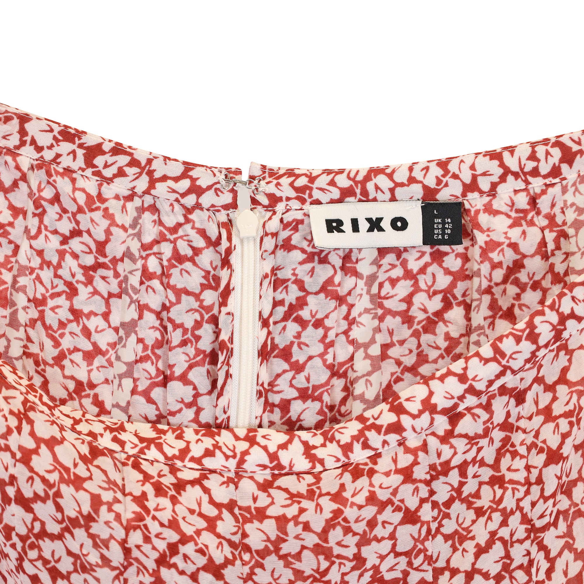 Rixo Georgia Pleated Printed Crepe Midi Skirt in Red Modal