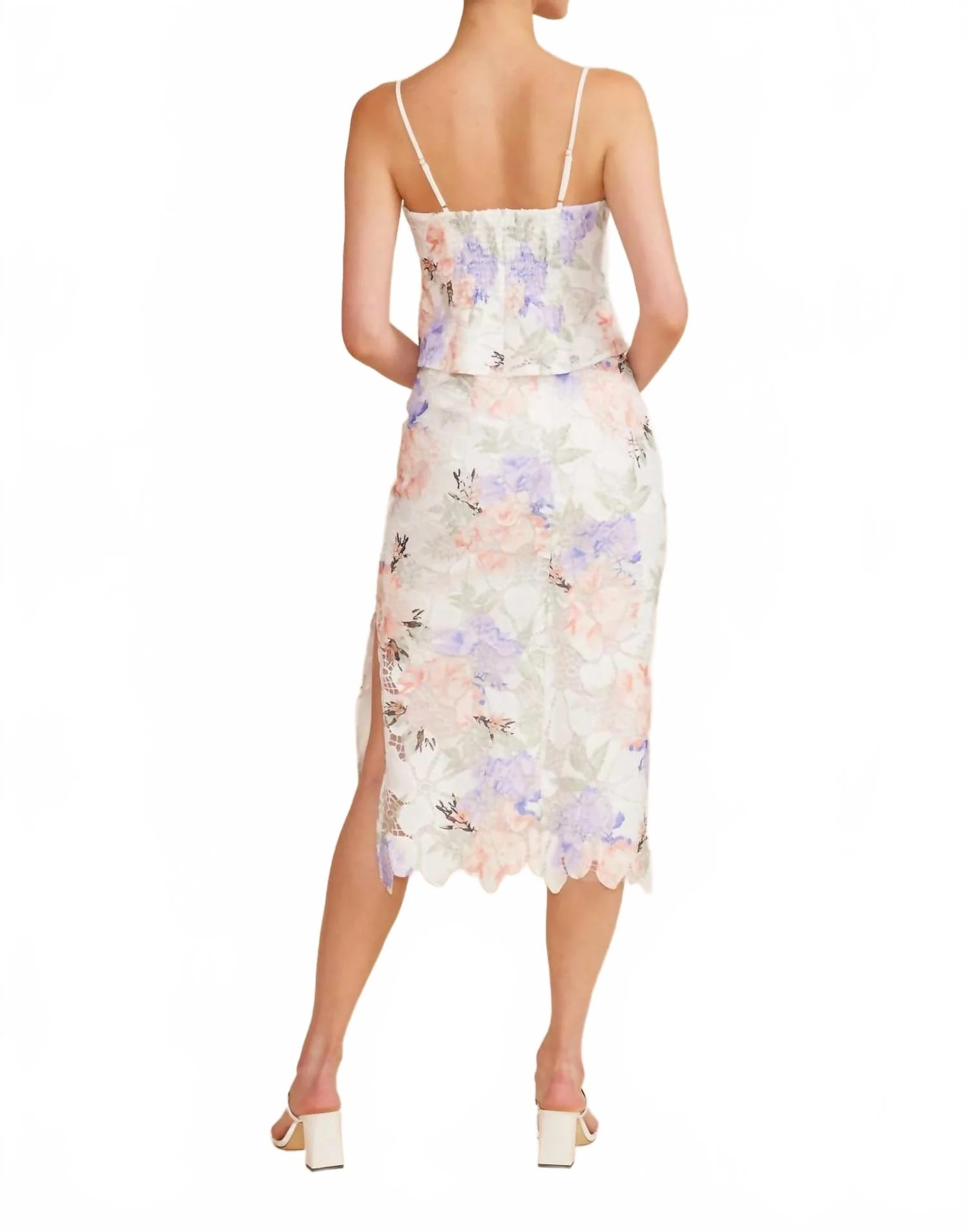 Alisyn Lace Midi Skirt In Multi