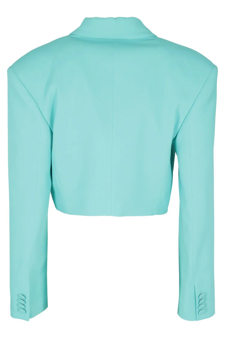 Blue Zircon Single-Breasted Crop Jacket