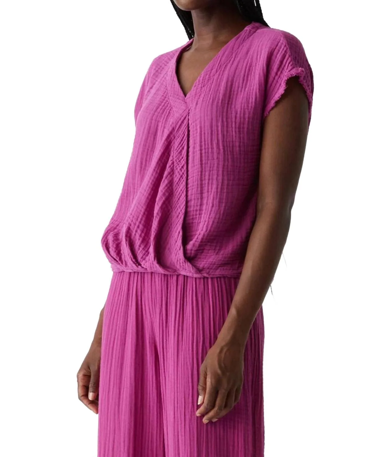 Evie Gauze Surplice Top In Ultraviolet